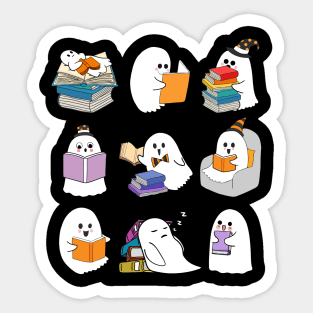 Ghost Reading Teacher Halloween Librarian Book Sticker